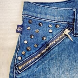 Rock & Republic Pixie Denim Studded Pocket Raw Hem Blue Jean Shorts Women's Sz 8